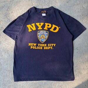 NYPD Navy Blue Graphic T-Shirt New York City Police Dept Shield Mens‎ Large L